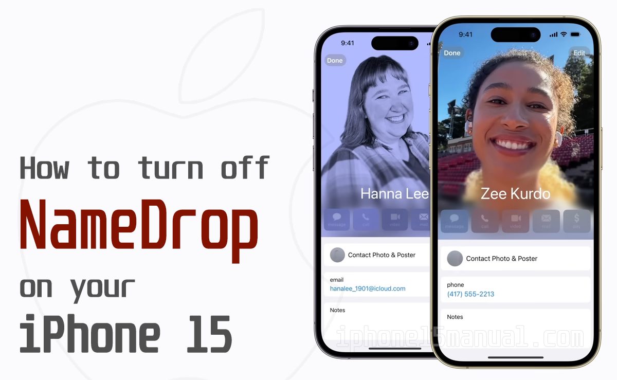 turn off name drop on iphone 15
